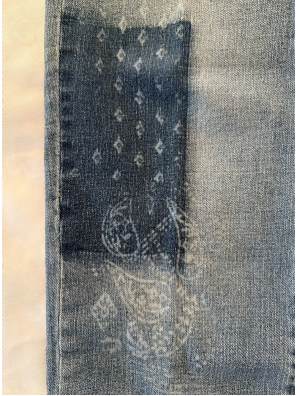 Women's Sonoma Blue Patchwork Girlfriend Jeans Size 14 Baggy Straight Leg - Picture 3 of 6